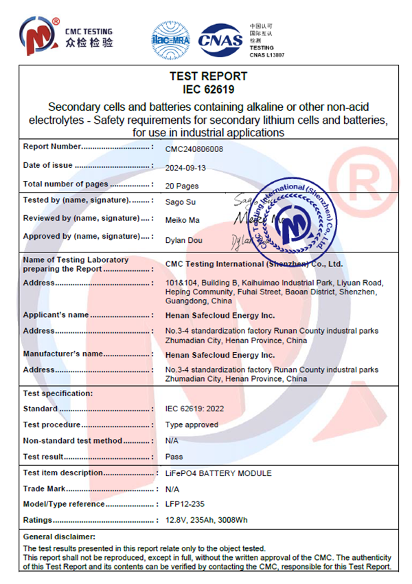 IEC 62619 certification