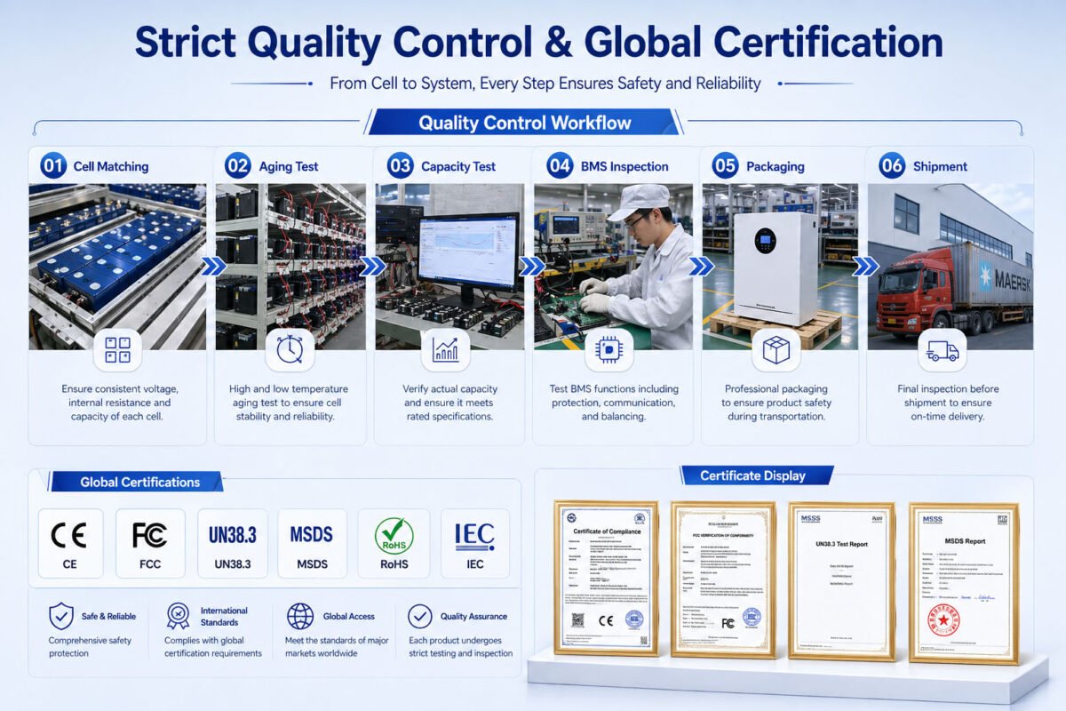 quality control process for 51.2V 300Ah lithium battery manufacturer