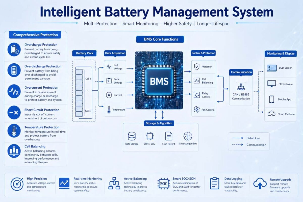 51.2V 300Ah lithium battery smart BMS protection system