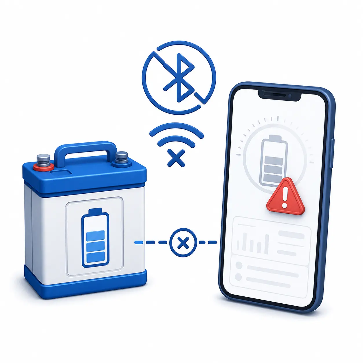 No real-time battery monitoring icon showing lack of Bluetooth SOC tracking for RV batteries