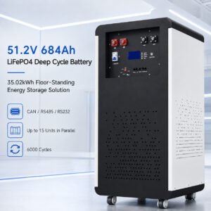 51.2V 684Ah LiFePO4 deep cycle battery 35.02kWh floor standing energy storage system