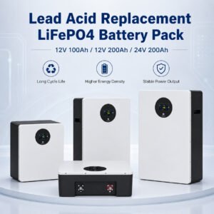 Lead acid replacement LiFePO4 battery pack series including 12V 100Ah 12V 200Ah and 24V 200Ah models